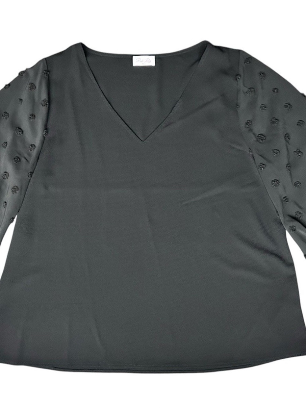 Pink Lily Black Lantern Sleeve Dressy Blouse Women’s 2XL Office Casual